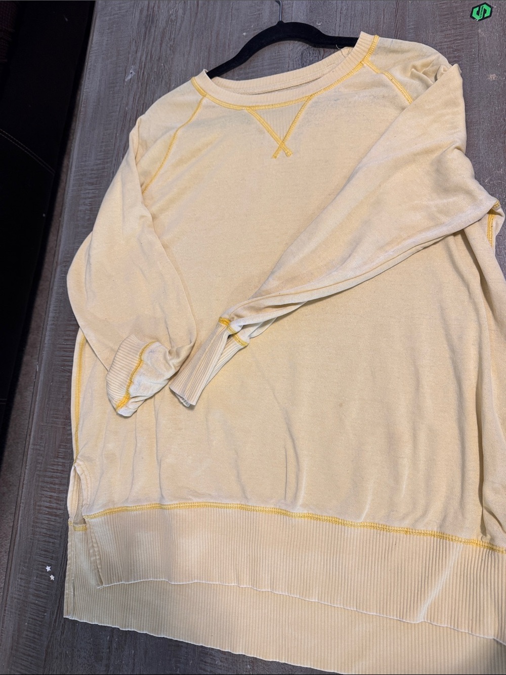 Maurices Pale Yellow Crewneck Sweater with Contrast Stitching